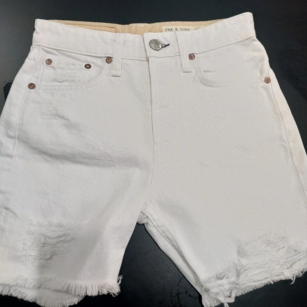 Rag & Bone Maya High Rise Distressed White Denim Jeans- size 23 waist